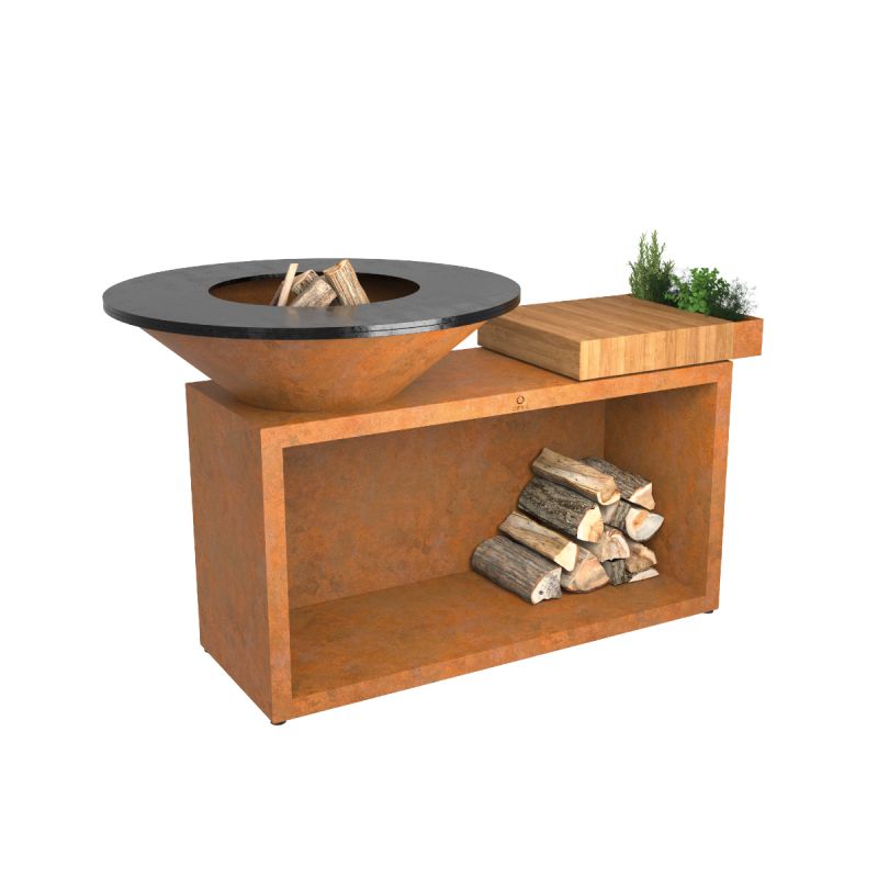 Ofyr Grill Island Corten 100 Teak Wood