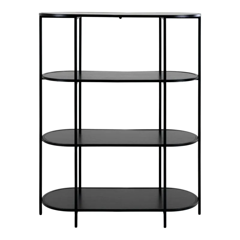 Oval Reol Med Sort Ramme Og   Sorte Hylder 3001150
