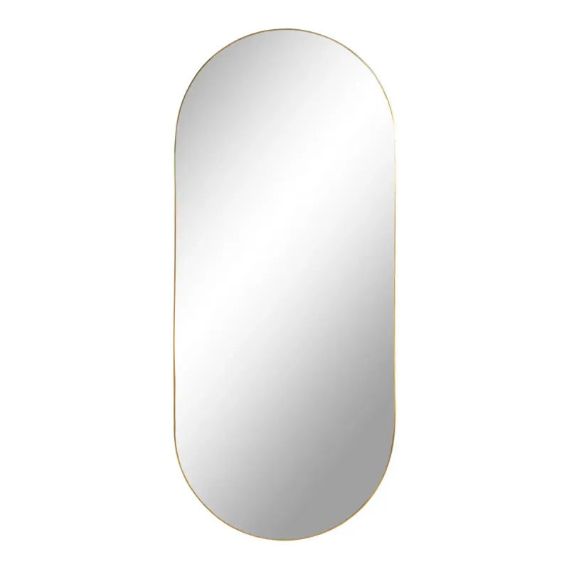 Ovalt Spejl Med Ramme   Messing Look 35x80 Cm 4001430