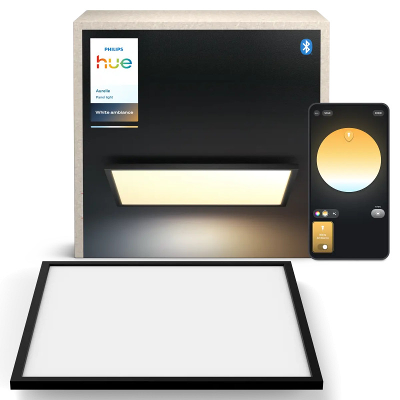 Philips Hue Aurelle White Ambiance Kvadratisk Led Loftpanel Sort 60x60 Cm