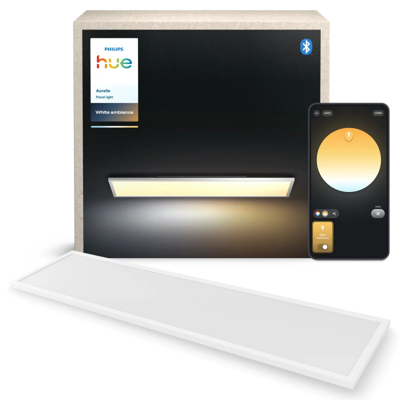 Philips Hue Aurelle White Ambiance Rektangulært Led Loftpanel Hvid 120x30 Cm