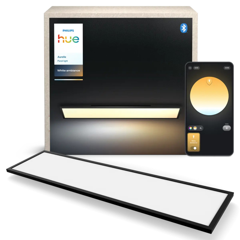 Philips Hue Aurelle White Ambiance Rektangulært Led Loftpanel Sort 120x30 Cm