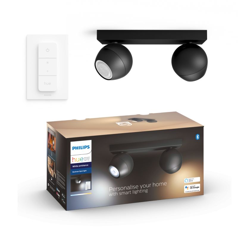 Philips Hue Buckram Hue Bar Tube Sort 2x5w 230v Spot White Ambiance