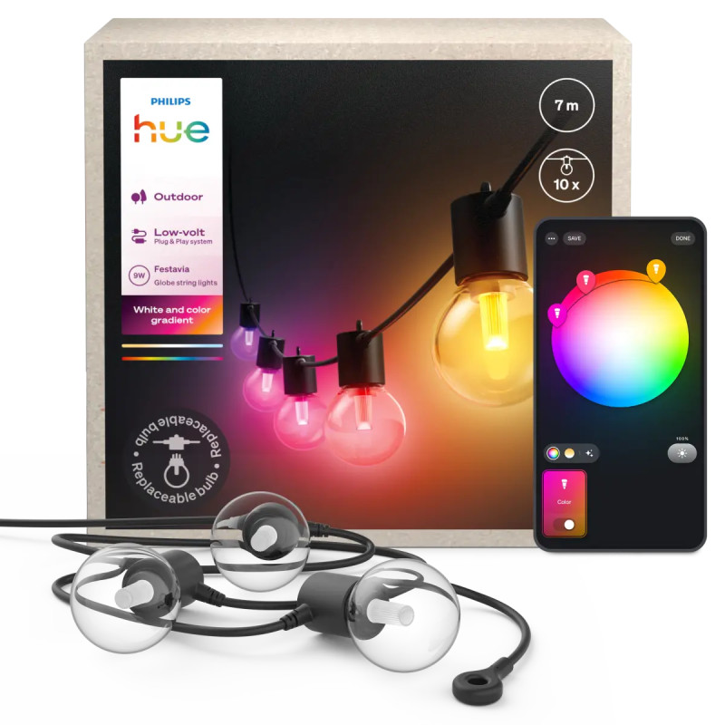 Philips Hue Festavia Globe Udendørs Lyskæde Med 10 Pærer