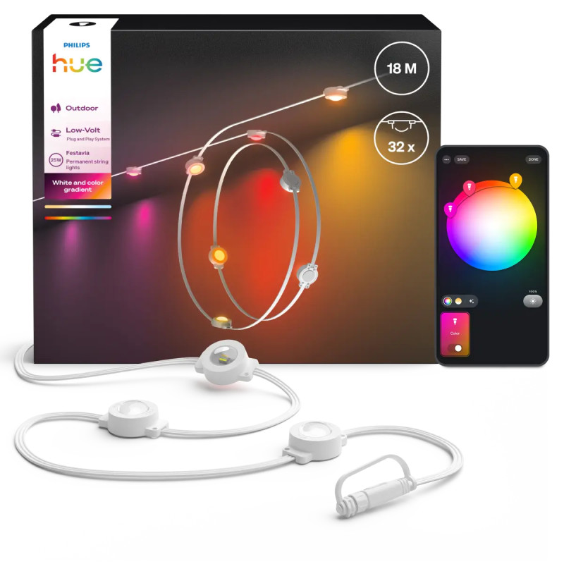 Philips Hue Festavia Permanent Udendørs Lyskæde Hvid 18 Med 32 Lys
