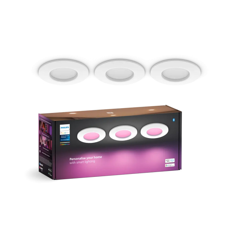 Philips Hue Slim White And Color Ambiance Indbygningsspot Hvid ø90 Mm -pak
