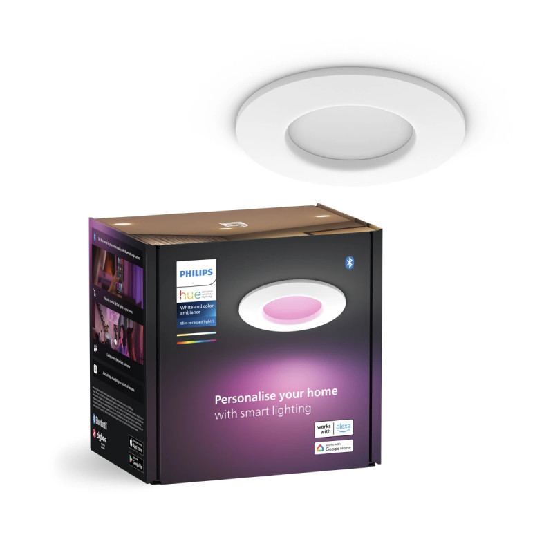 Philips Hue Slim White And Color Ambiance Indbygningsspot Hvid ø90 Mm