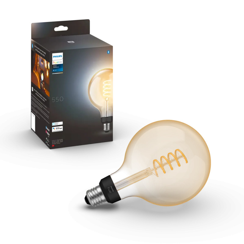 Philips Hue White Ambiance Filament Stor Globe Led Pære E27 40w Bluetooth
