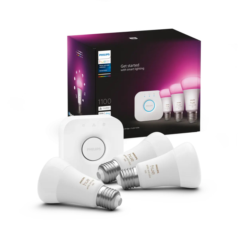 Philips Hue White And Color Ambiance A60 E27 Startsæt 1100 Lm 9w -pak