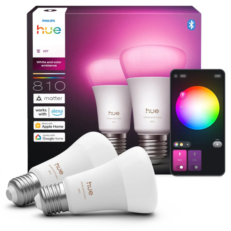 Philips Hue White And Color Ambiance A60 Led Standardpære E27 810 Lm -pak