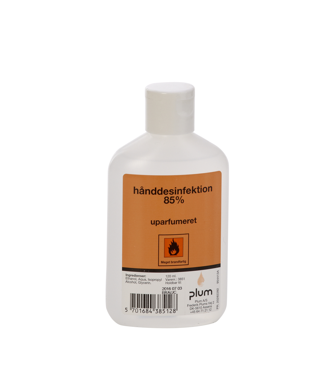 Plum Hånddesinfektion 85  Flydende 120 Ml Flaske Restsalg