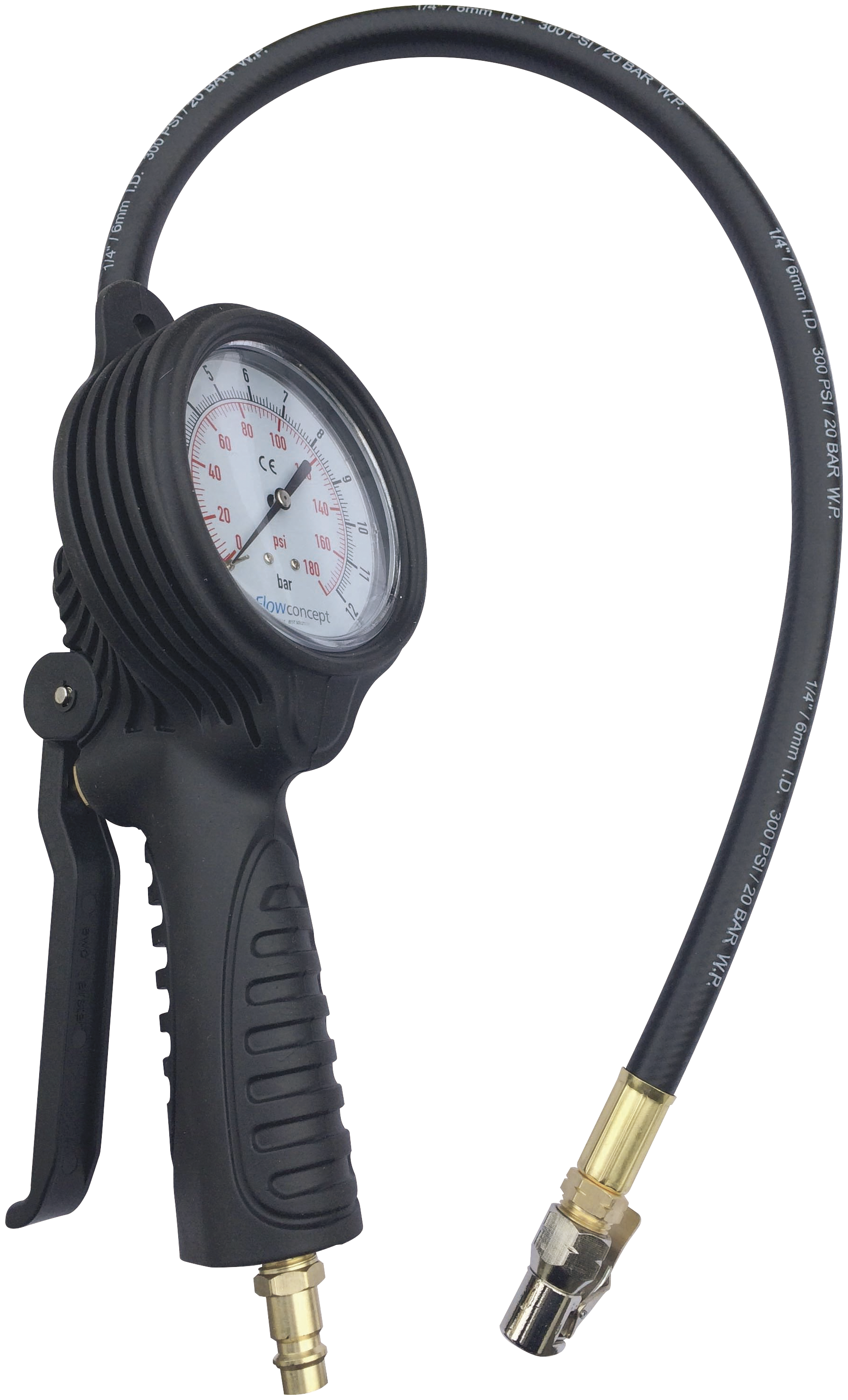 Pumpepistol   Manometer 12bar  Slange   Klemnippel