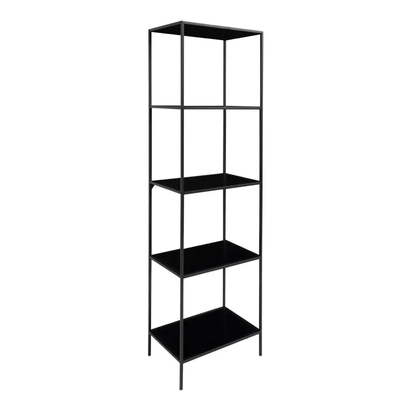Reol Med Sort Ramme Og   Sorte Hylder 51x36x170 Cm 3001070