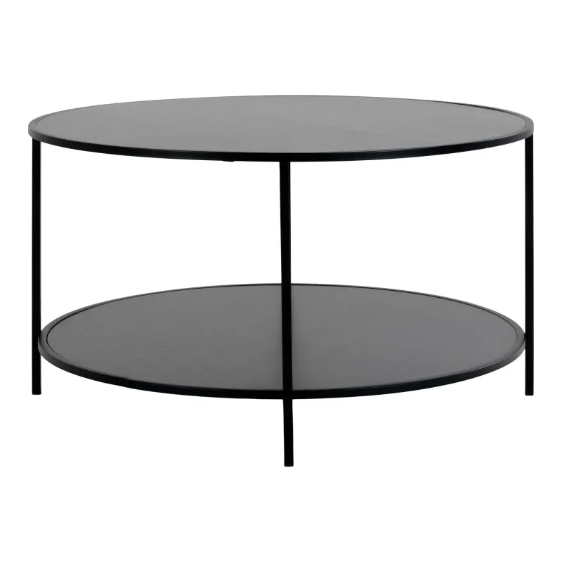 Rundt Sofabord Med Sort Ramme Og Sorte Bordplader ø80x45 Cm 2101510