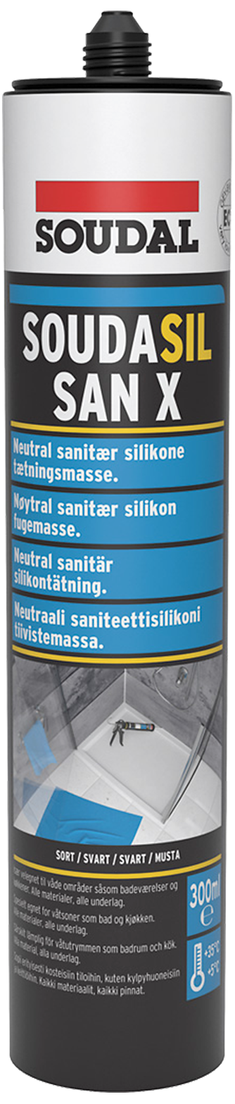 Soudasil Sanx Sanitetssilicone 300ml Sort