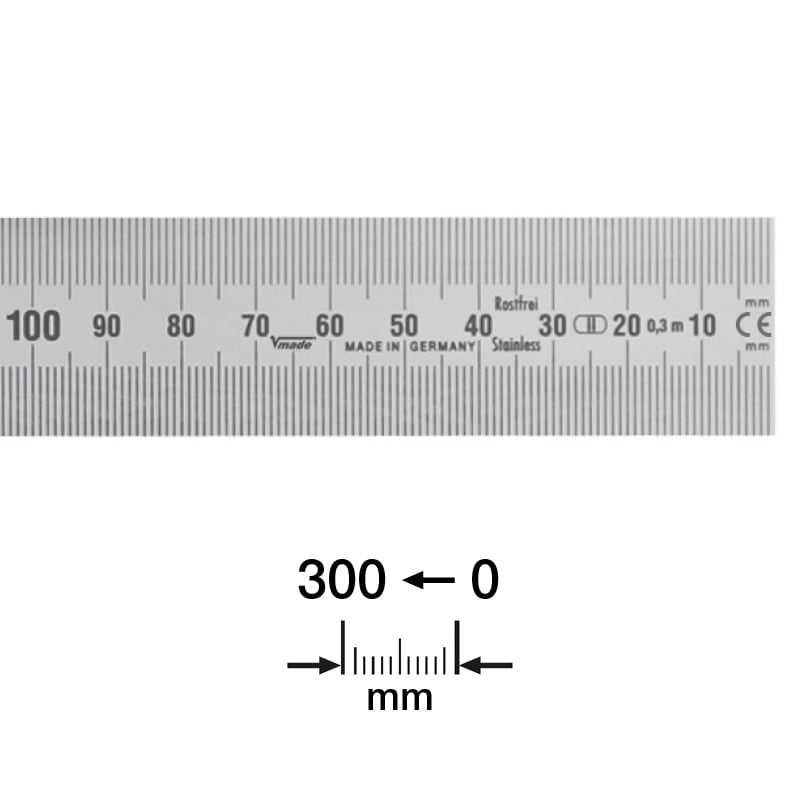 Stållineal 1000x30x1   Mm Med Aflæsning Højre-mod-venstre