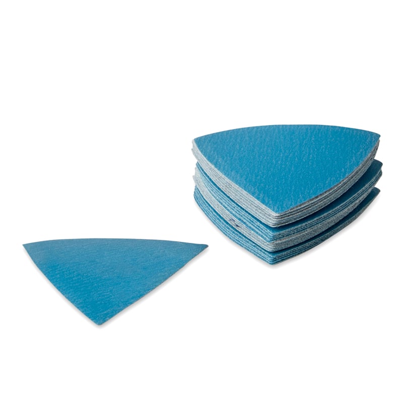 Trekantslibeark 80x80x80 Mm   Cool Blue  25 Stk  Korn P60