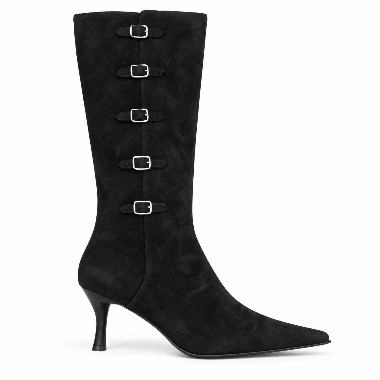 Betty Blue Sort Nubuck Damestøvle Med Spænder 39