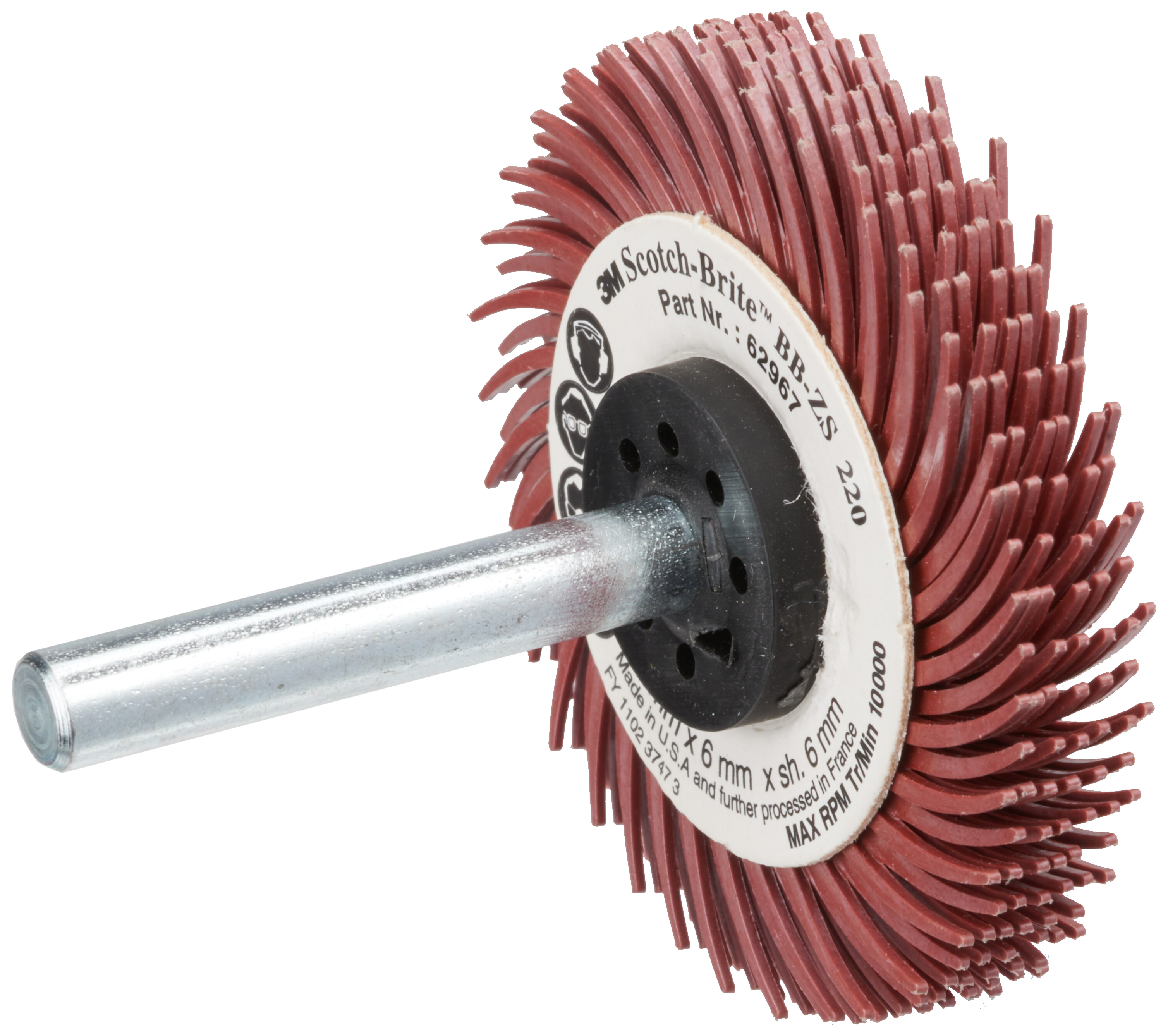 Bristle Radialbørste Bb-zs P220 Rød 50mm 6mm Skaft