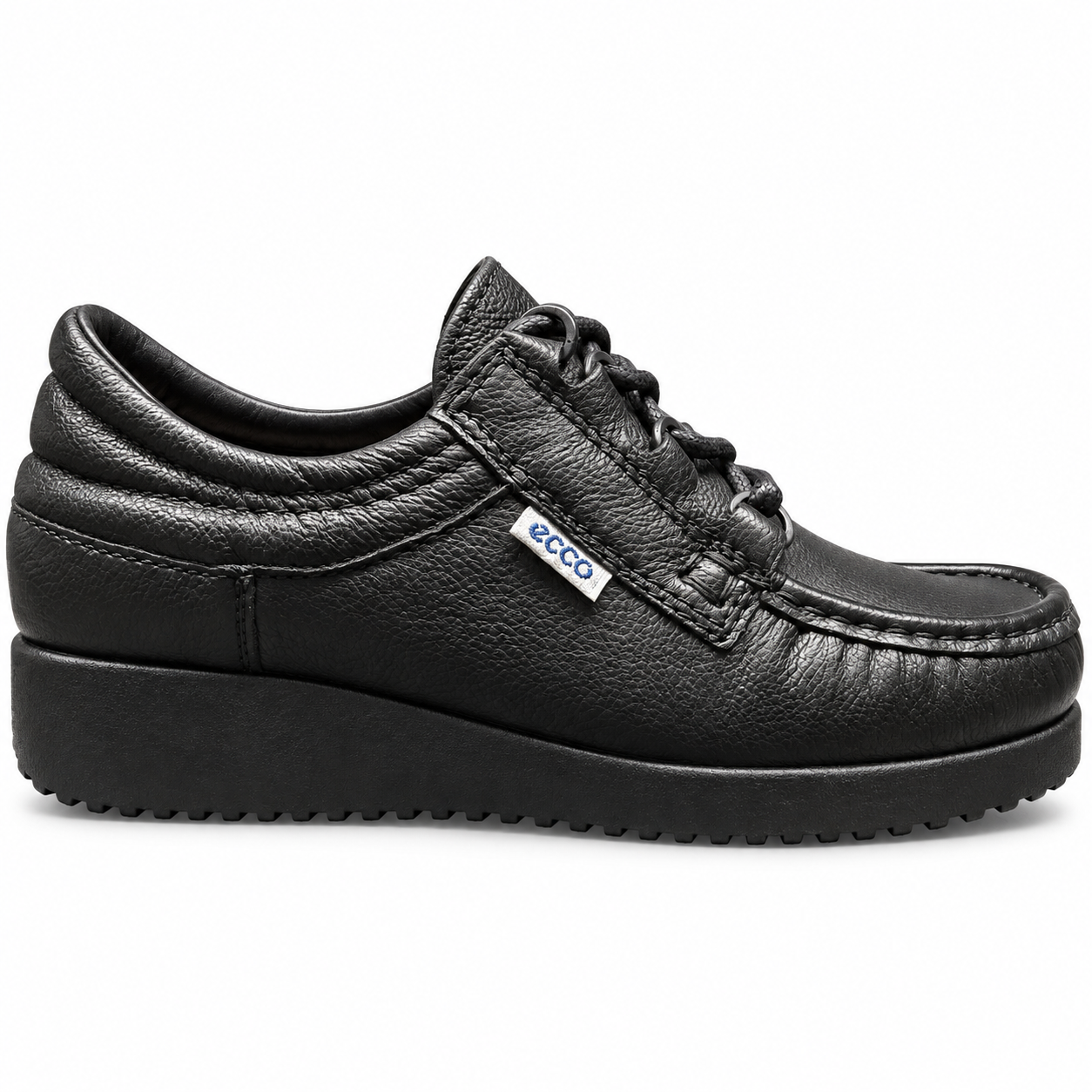 Ecco Tubular Sort Lædersko Med Kilehæl 36