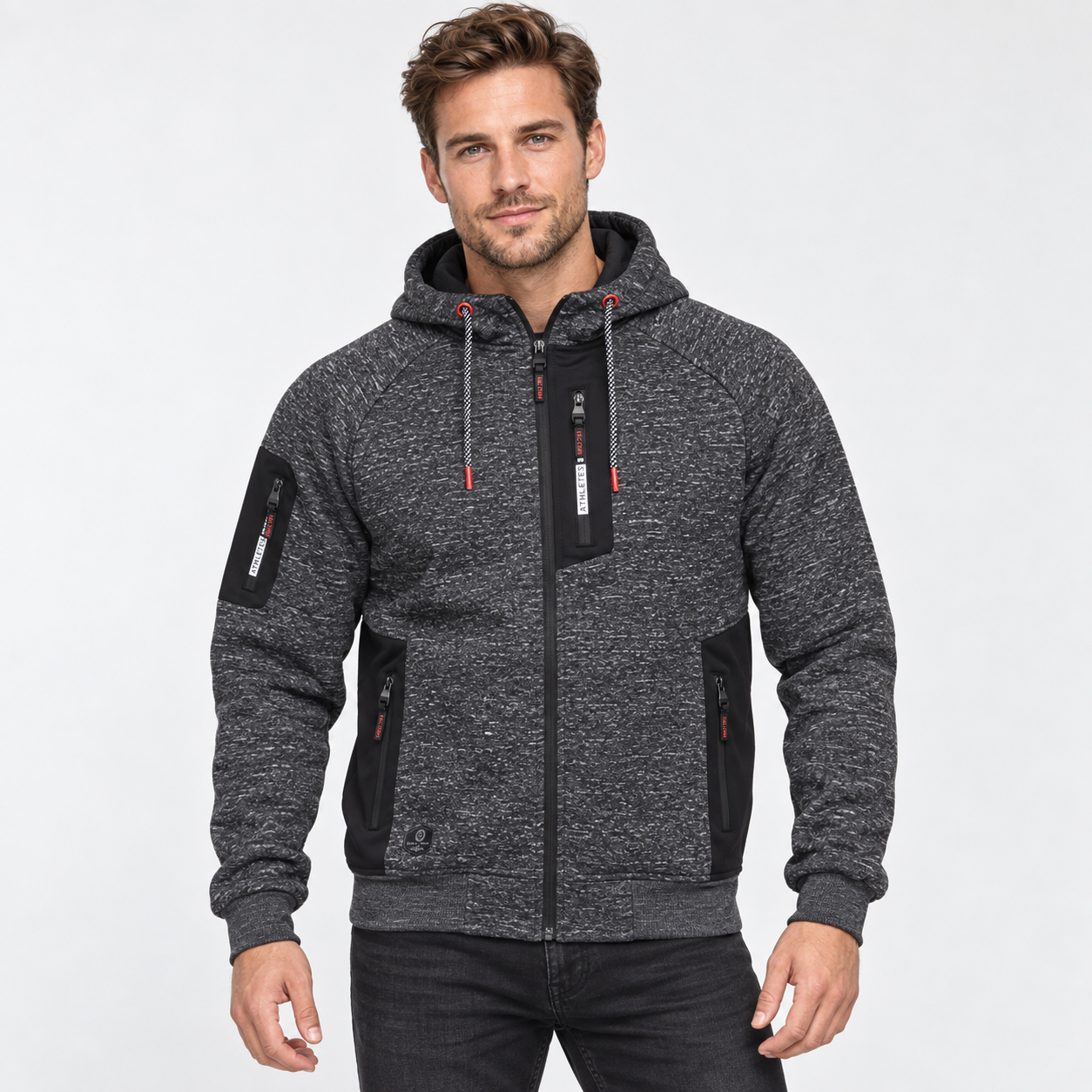 Grå Herre Fleece Sweatjakke