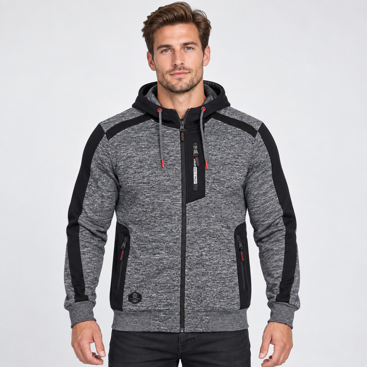 Grå Herre Fleece Sweatjakke
