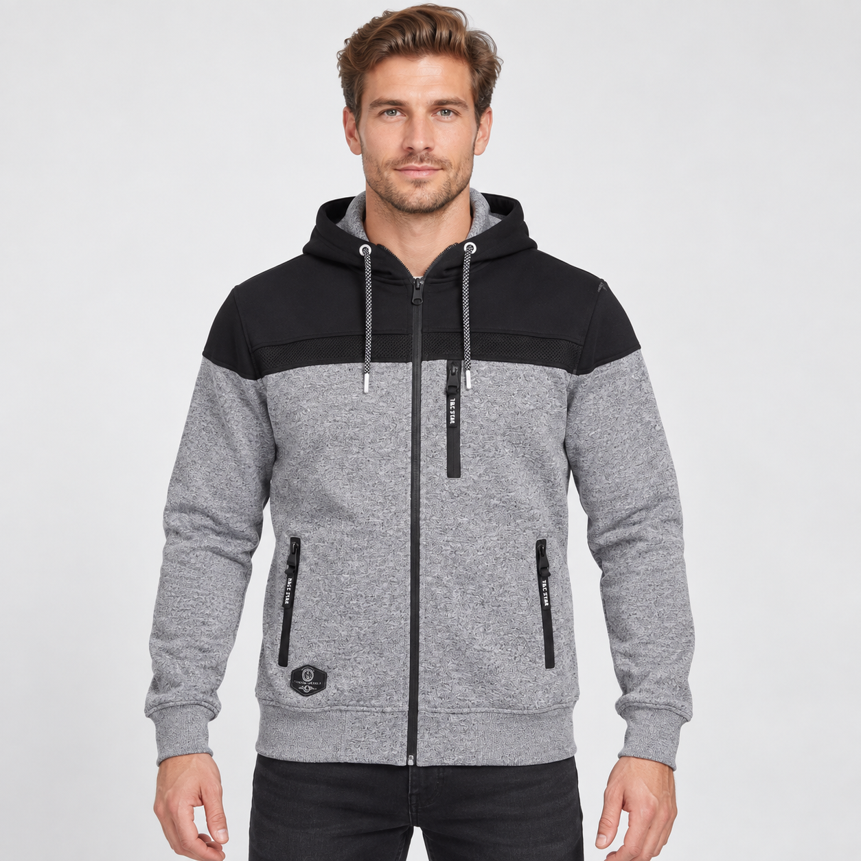 Grå Herre Fleece Sweatjakke