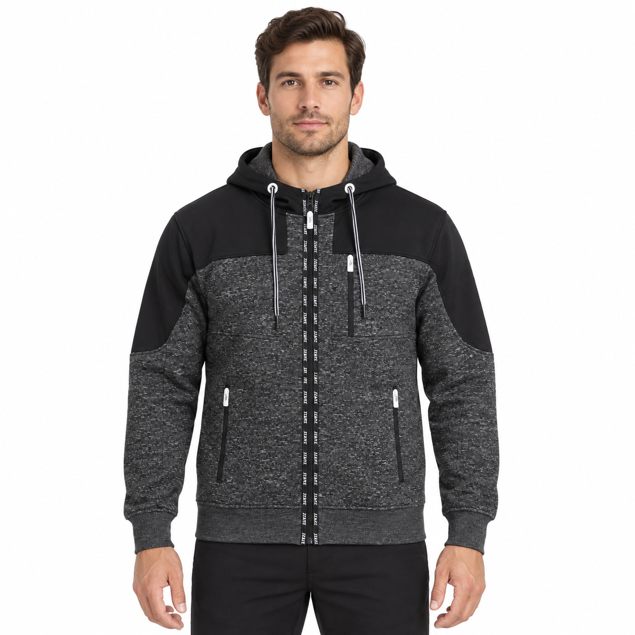 Grå Herre Fleece Sweatjakke