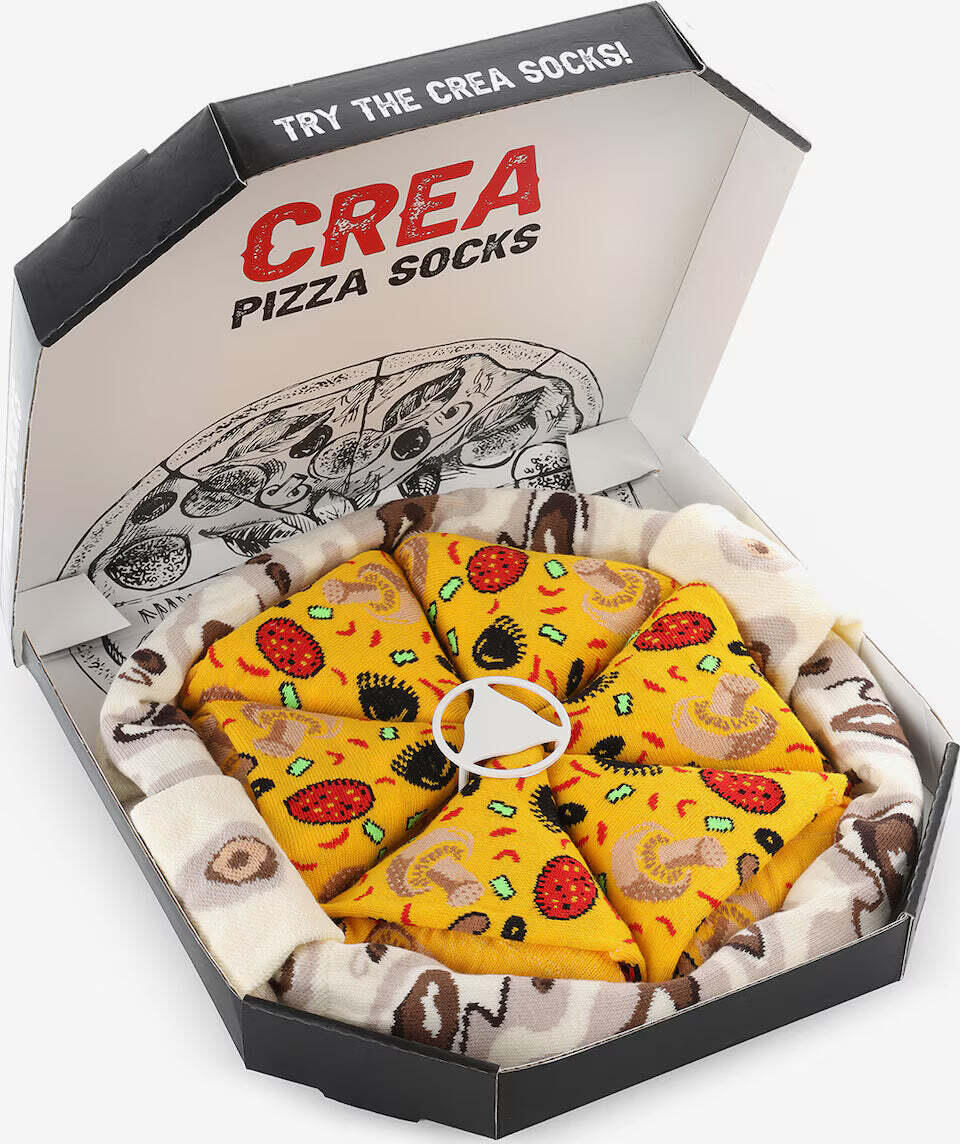 Herrestrømper Pizza Box Par Gaveæske 41-46