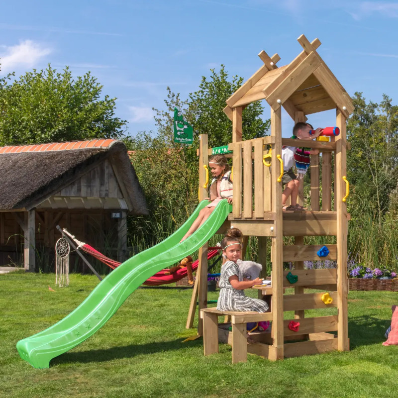 Jungle Gym Teepee Legetårn 275   251   198 Cm Med Grøn Rutsjebane