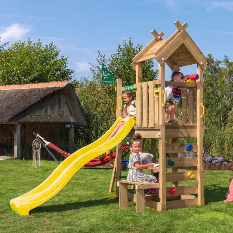 Jungle Gym Teepee Legetårn 275   251   198 Cm Med Gul Rutsjebane