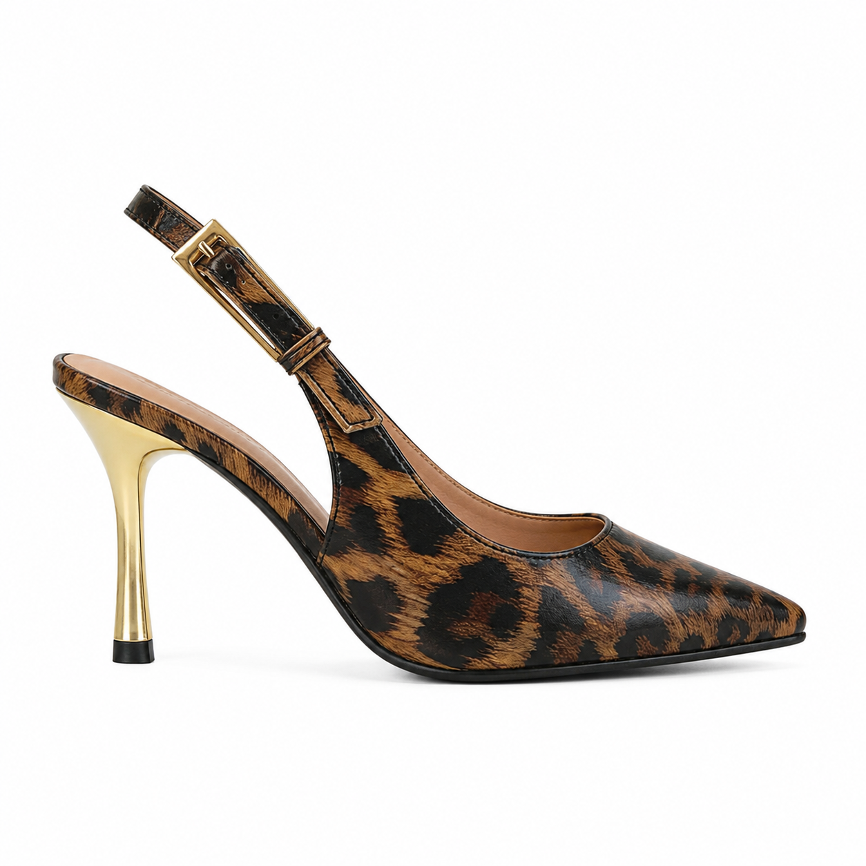 Leona Gold  Leopard Slingback Pumps 40