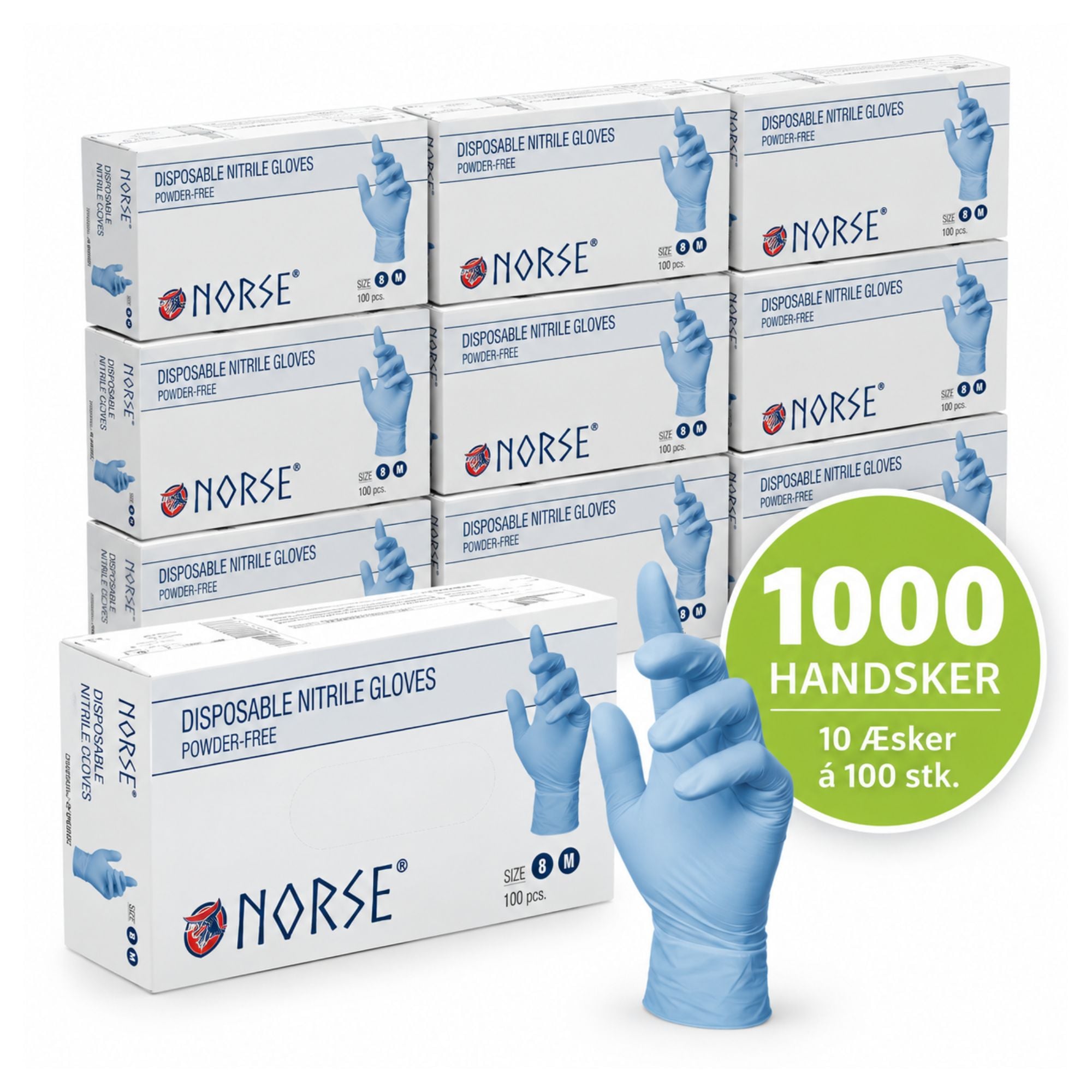 Nitril Engangshandsker Blå   1000 Stk   10   100 Stk    Norse