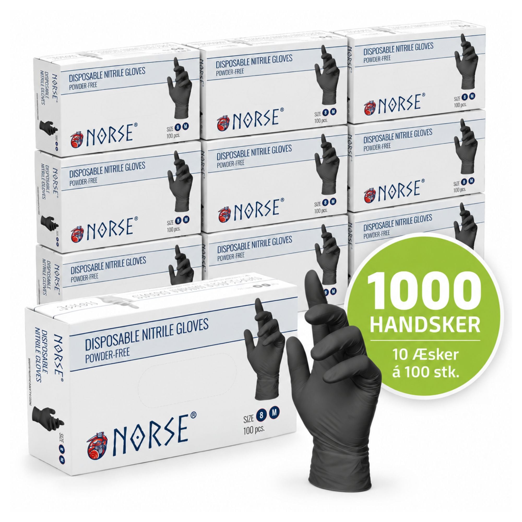 Nitril Engangshandsker Sort   1000 Stk   10   100 Stk    Norse