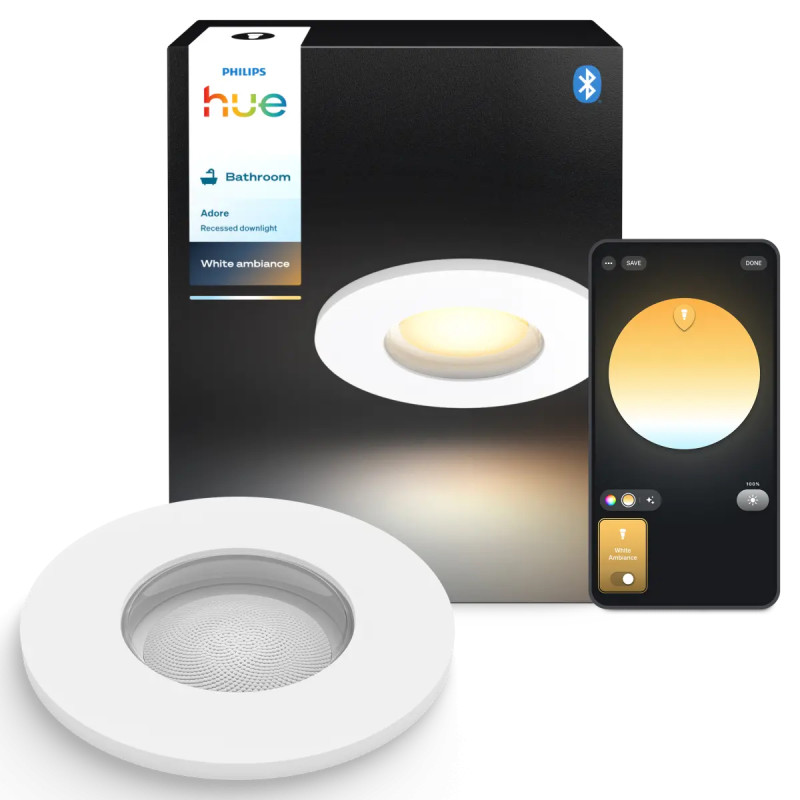 Philips Hue Adore White Ambiance Led Indbygningsspot Til Bad Hvid   2w  -pak