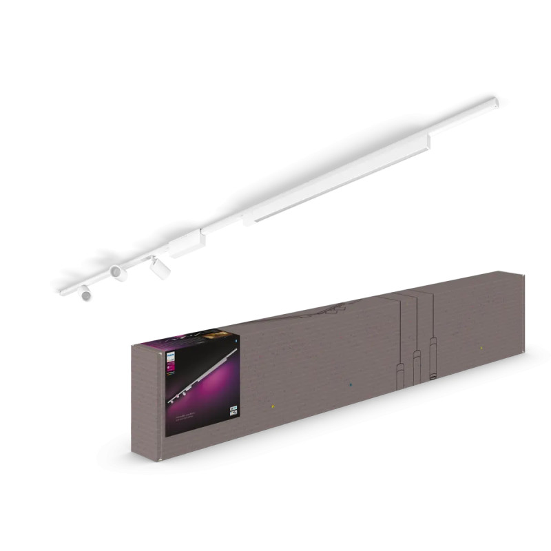 Philips Hue Perifo White And Color Ambiance Loftskinnesæt Hvid Med   Cylinder Spots Og Lysbar