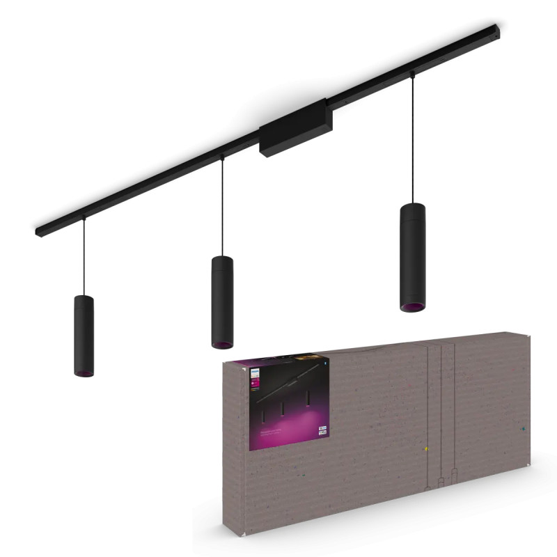 Philips Hue Perifo White And Color Ambiance Loftskinnesæt Sort Med   Cylinder Pendler