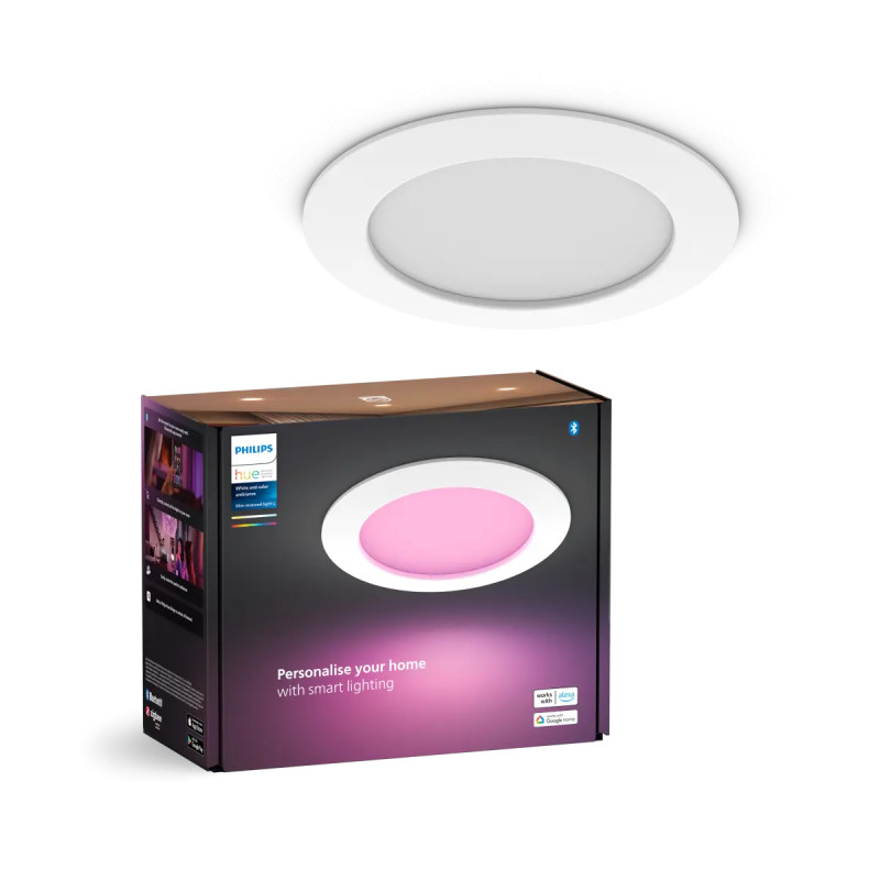 Philips Hue Slim White And Color Ambiance Indbygningsspot Hvid ø170 Mm Ip44   3w