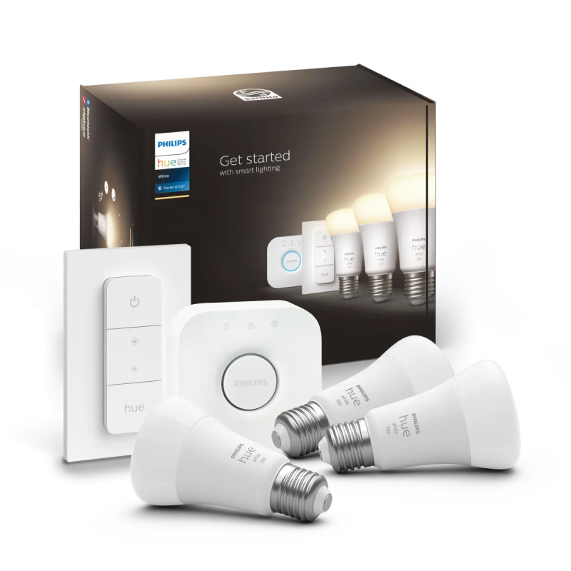 Philips Hue White A60 Led Pære E27 1100 Lm Startsæt  -pak Med Dimmer Switch