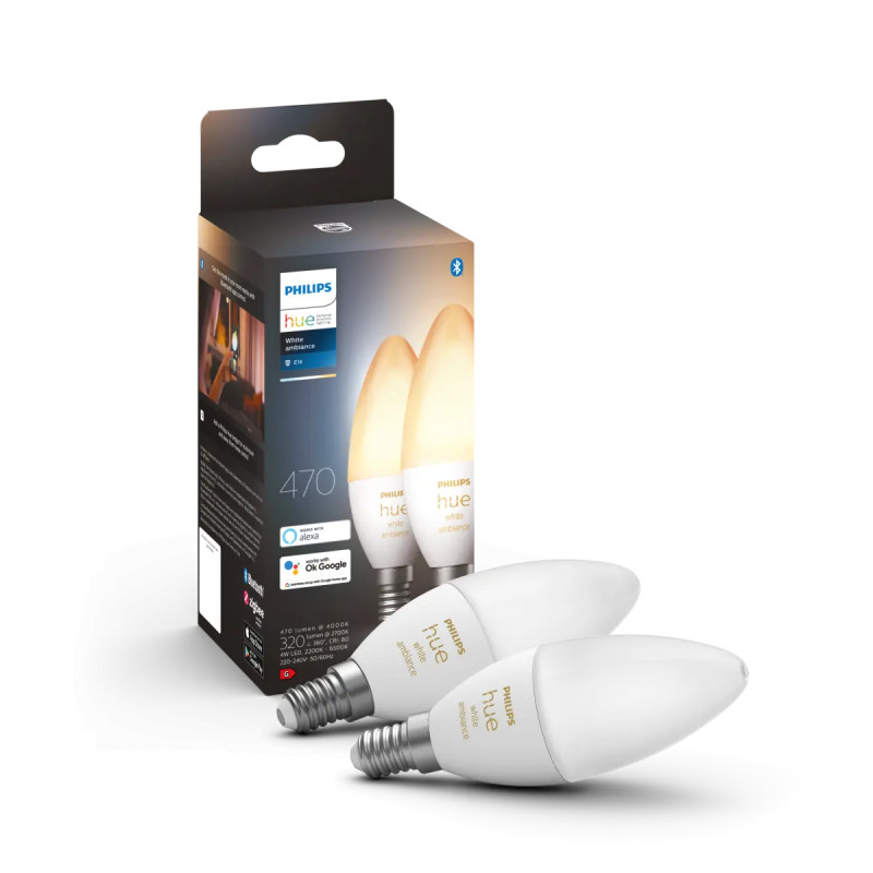 Philips Hue White Ambiance Kertepære E14  -pak