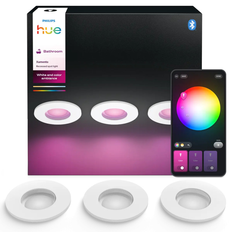 Philips Hue Xamento White And Color Ambiance Indbygningsspot Hvid 3x4 2w  -pak