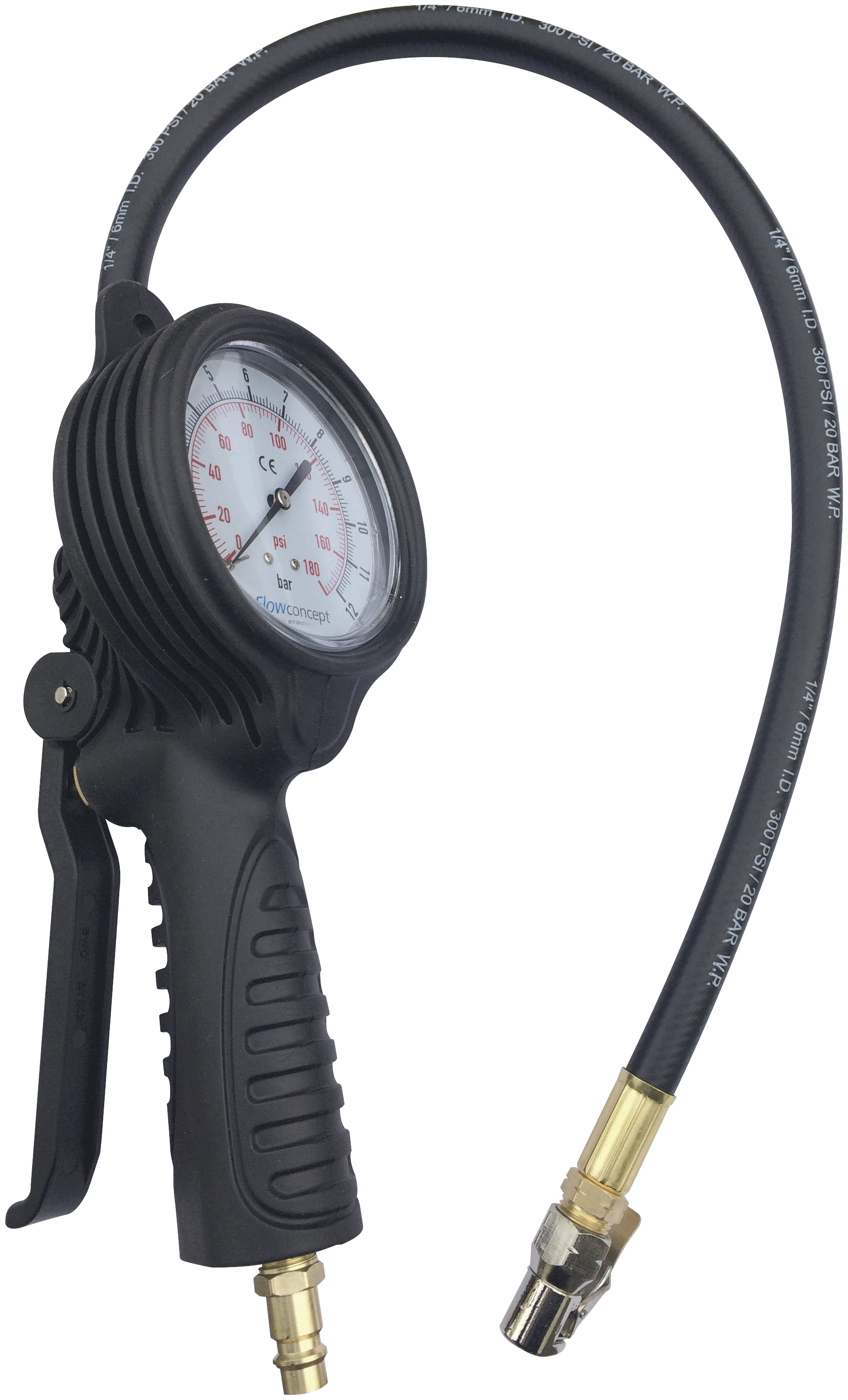 Pumpepistol   Manometer 12bar  Slange   Klemnippel