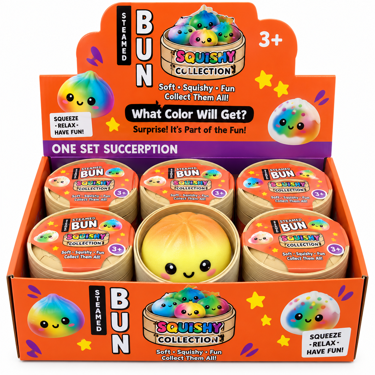 Rainbow Mystery Bun Squishy Sød Farverig