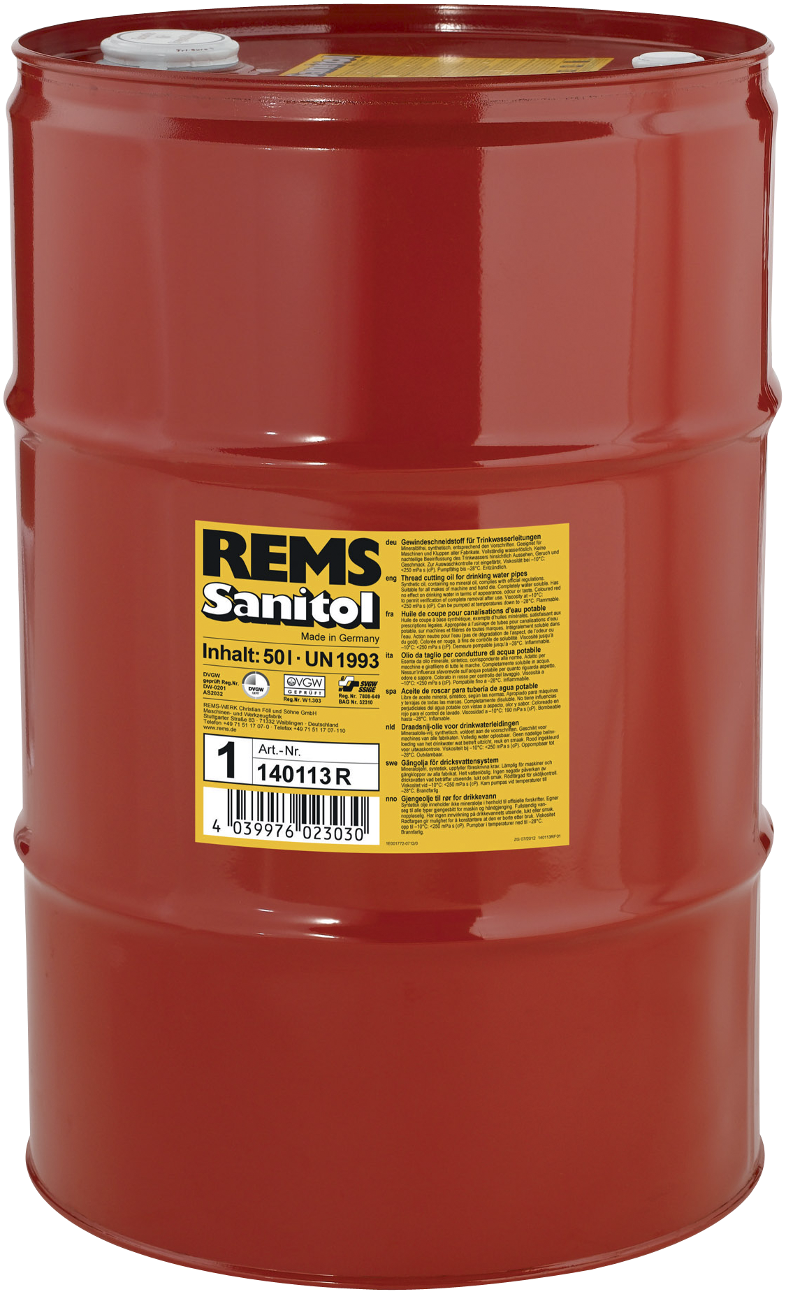 Rems Gevindskæremiddel Sanitol 50 Ltr