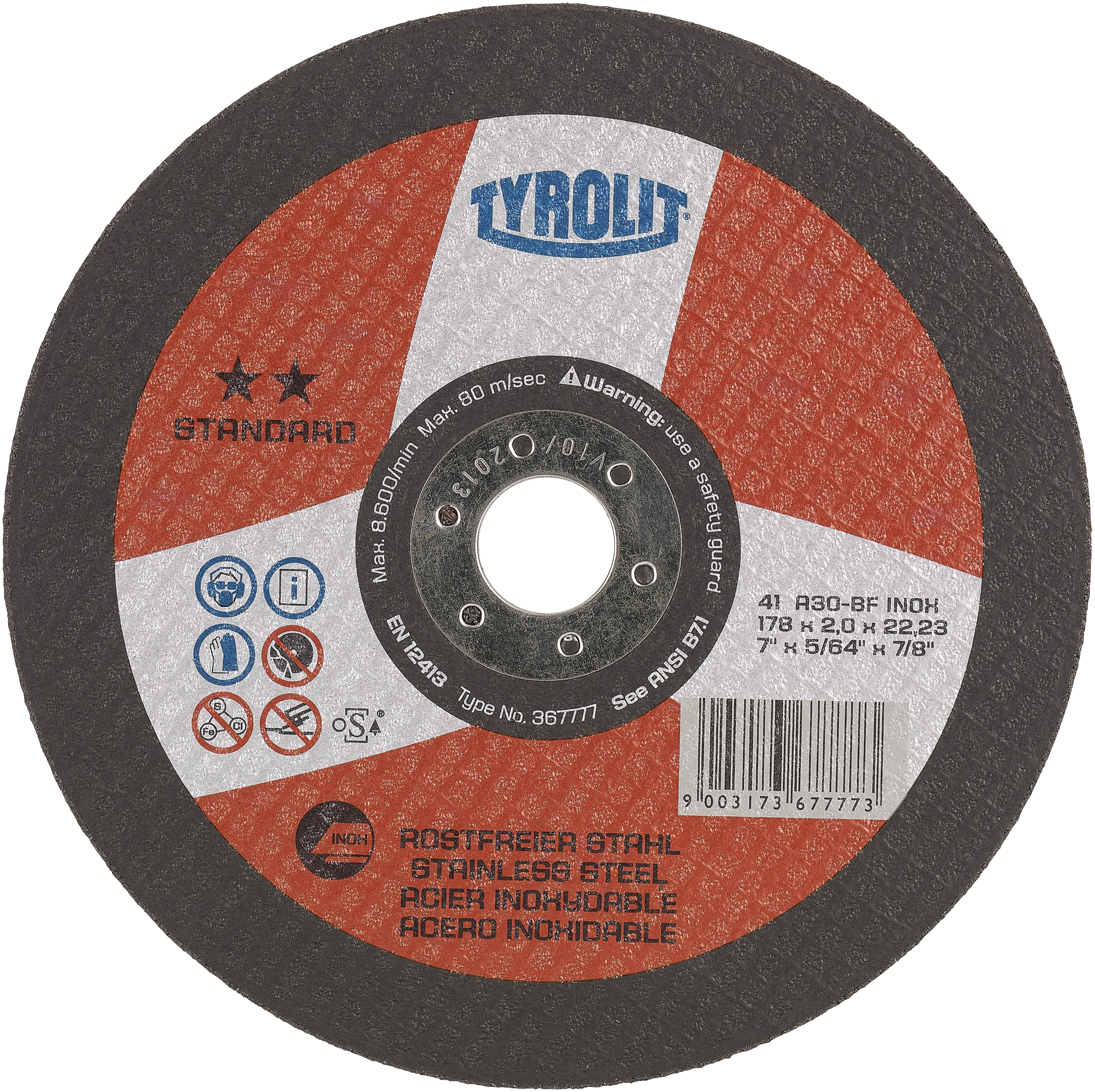 Skæreskive Standard 41x ø178ã     A46-bfinox