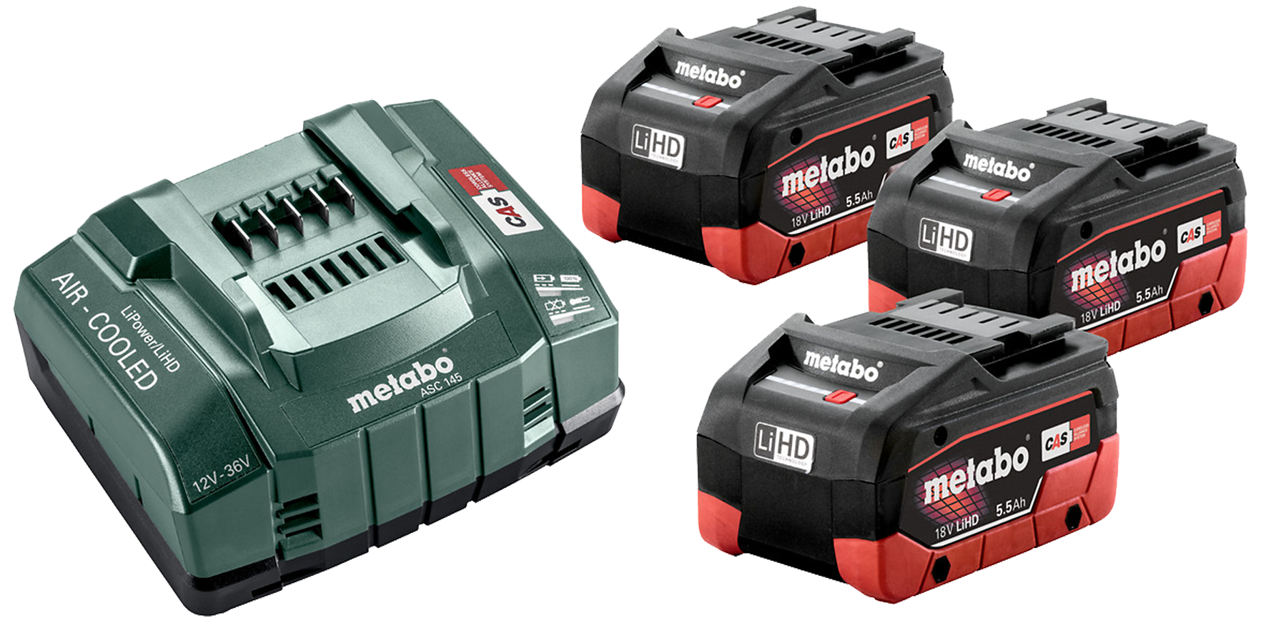 Batterisæt Med 3ã 18v   5ah Lihd   Oplader Asc 145