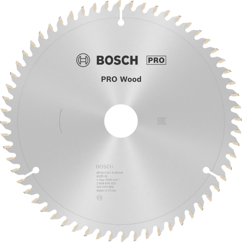 Bosch Rundsavsklinge ø216x30mm 60   -5gr Træ 2608640433