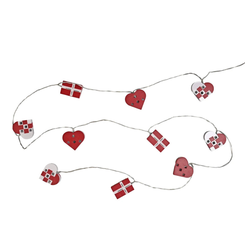 Dga Lyskæde    Hjerter Og Flag Med 10 Led   200cm 47001537