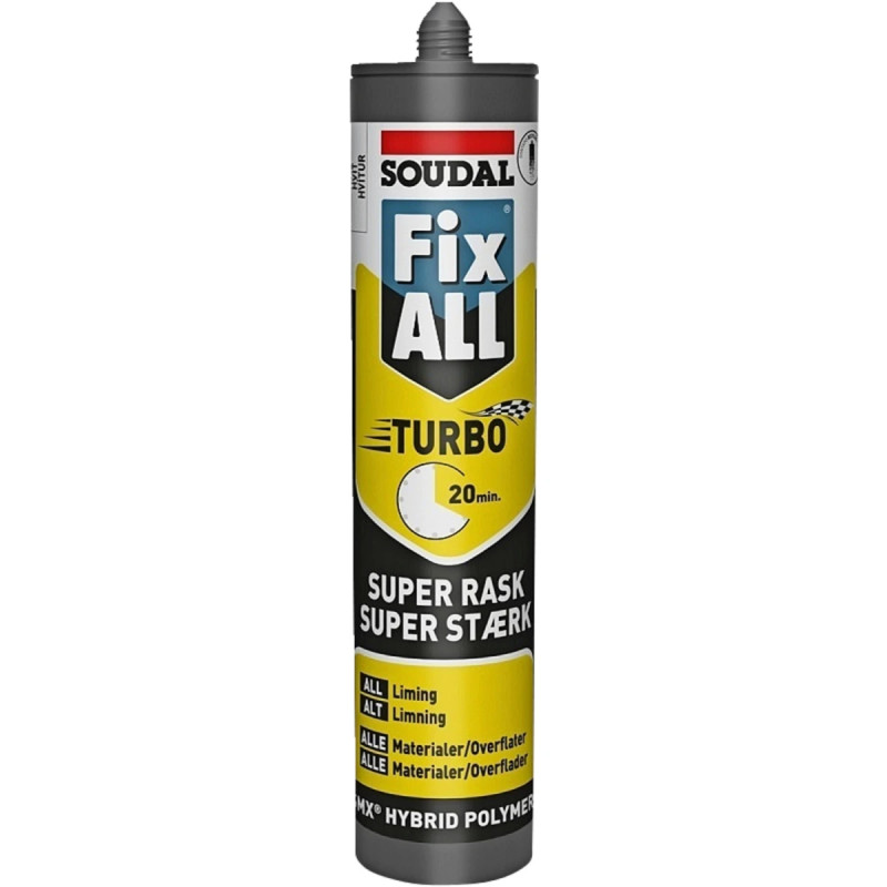 Fix All Turbo Montagelim 290ml Soudal Hvid