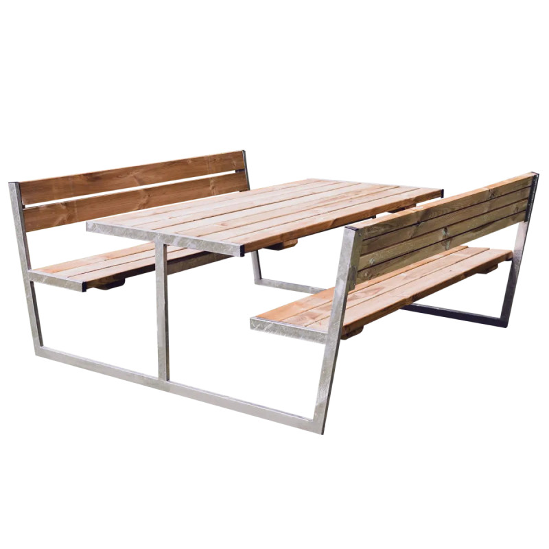 Hortus Balder Bord- Bænkesæt Med Ryglæn 85   180   201 Cm   Natur